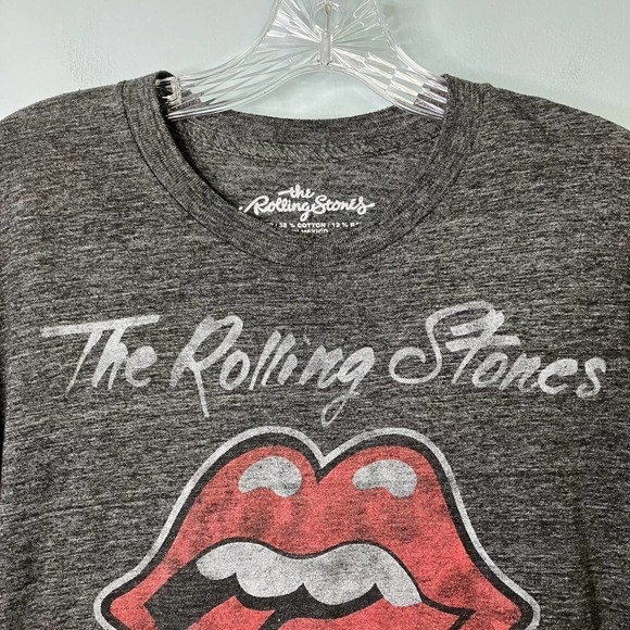 The Rolling Stones Bravado Distressed Tongue Logo Band Tee Heathered Gray Size L - Picture 6 of 11